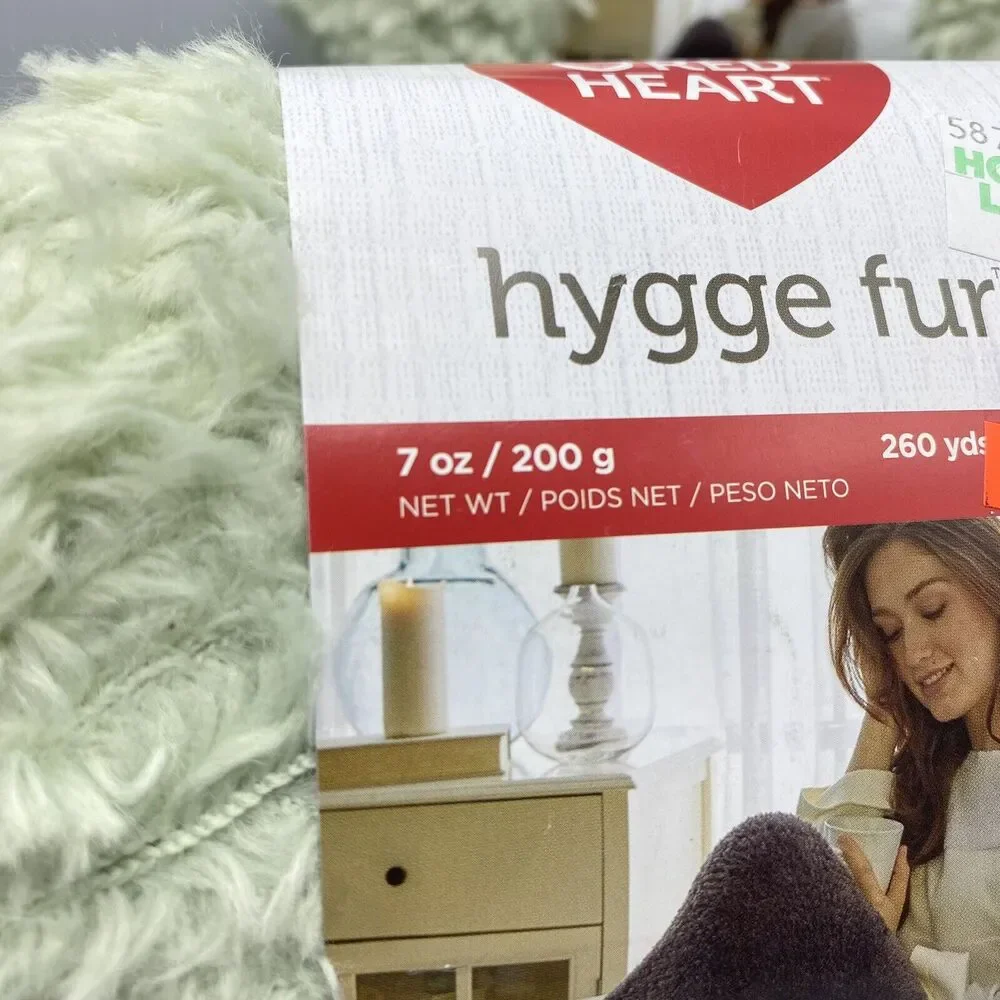 Red Heart Hygge Fur 2 Skeins Nylon Yarn 7 Oz‎ 260 Yds Each Eucalyptus Green